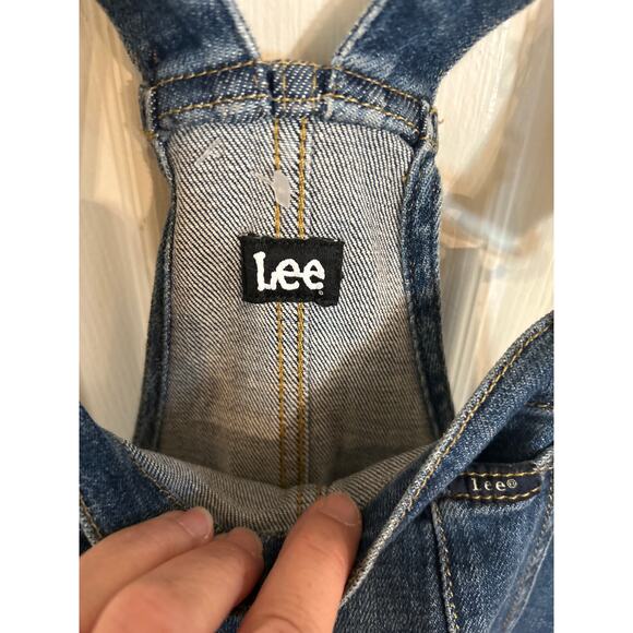 Lee Denim Bib Overall‎ Shorts  Blue Jean Pockets Shortalls Tomboy Size Medium - Picture 3 of 5